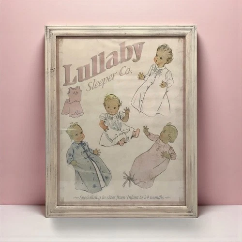 Vintage Lullaby Sleeper Co Baby Print, Framed Nursery Wall Art, Retro Infant