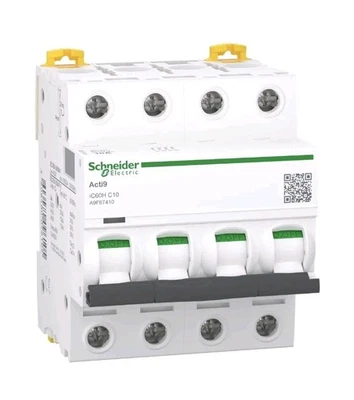 Disjoncteur Modulaire Schneider Electric A9F87410 Acti9 disj 4P 10A courbe C - Photo 1/2