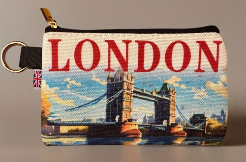 London Canvas Pouch - borsa trucco souvenir, portamonete da viaggio, regalo Regno Unito - Foto 4 di 14