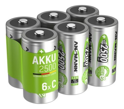 6x ANSMANN NiMH Akku Baby C 2500mAh maxE HR14 II. Wahl