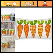 Easter Pillow Cover 12x20" Watercolor Carrots Spring Decor Farmhouse Cushion Cas
