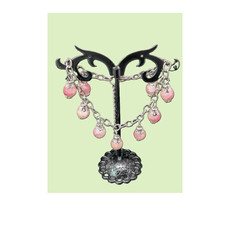 Baby Pink Crackle Glass Charm Bracelet