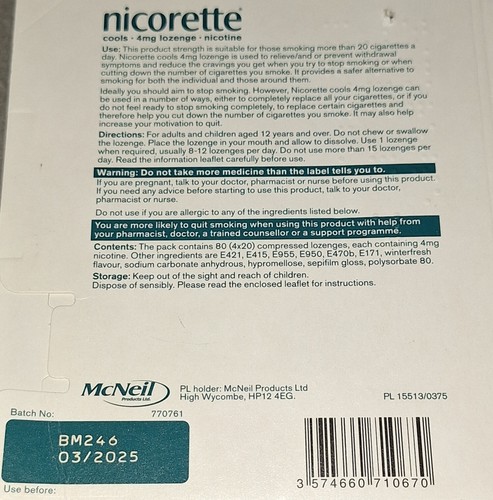 2x Nicorette Icy Mint 4mg Nicotine Lozenge 4 X 20 80 Each 160 Total Exp 20252026 - Picture 3 of 3