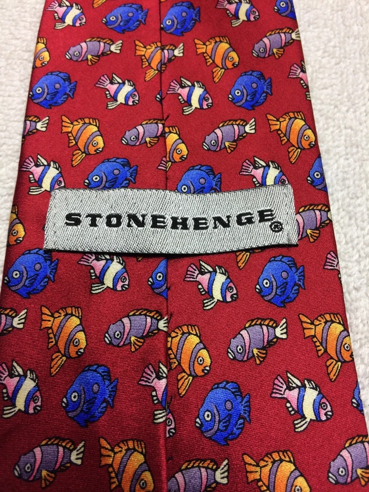 CORBATA STONEHENGE HOMBRE ROJA CON PECES DE COLORES 3,75 X 60 Foto 4 de 4