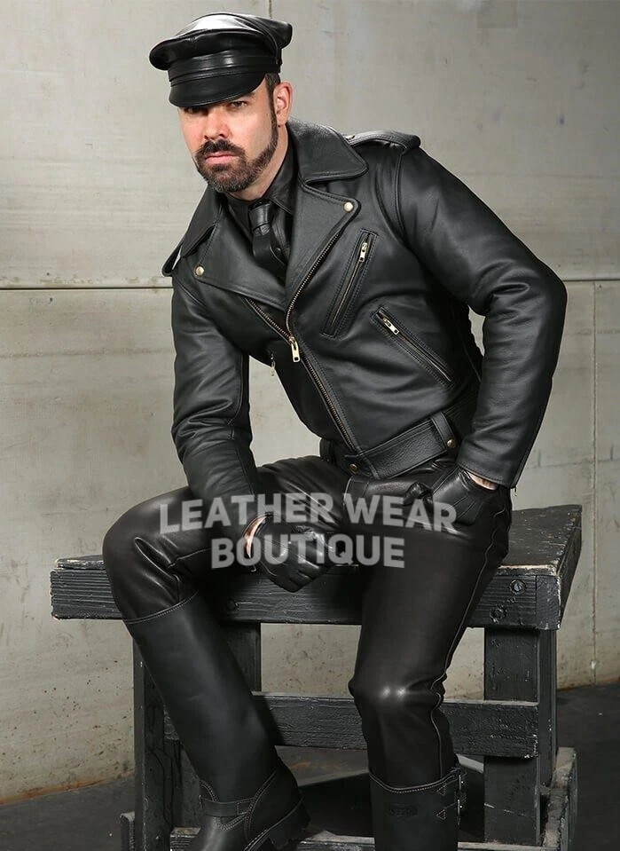 Leather biker jacket