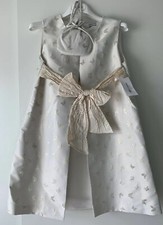 Marie Amelie Santa Comunione, Abito da damigella d'onore bianco/oro farfalla + Borsa età 10