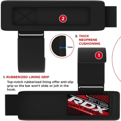 Weight Lifting Hooks by RDX, Lifting Straps, Wrist Wraps, Powerlifting Support - Picture 4 of 8