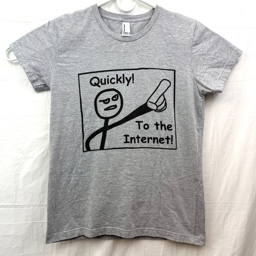Quickly To The Internet Stick Figure Tee Women XL Gray American Apparel - Picture 1 of 7