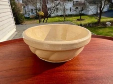 Antique French Stoneware Mixing Bowl, Stoneware Bowl, 19c Thick scalloped sides