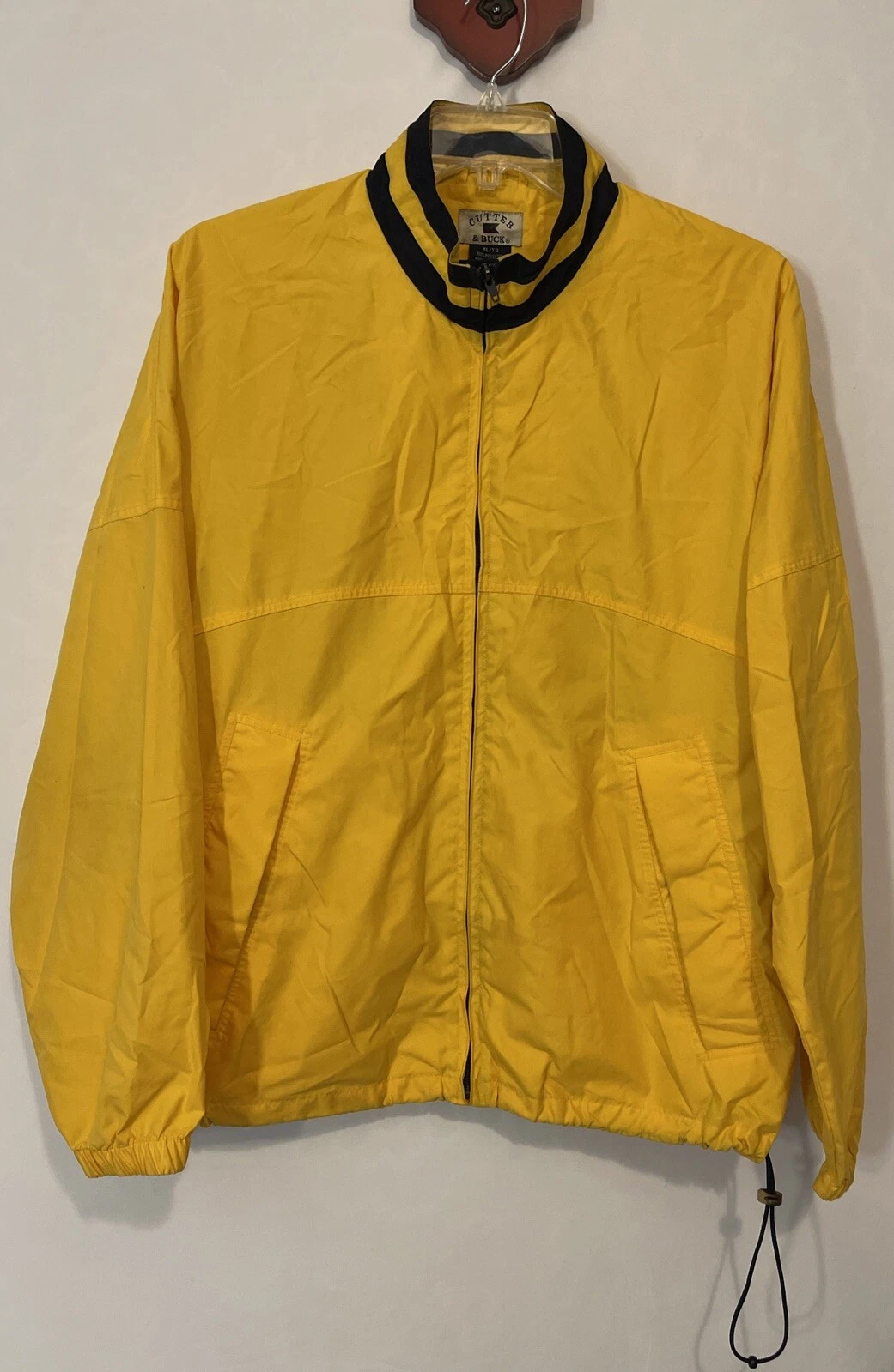 Cutter Buck Mens XL Yellow Zip-Up Adjustable-Waist Polyester Jacket! A5827