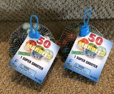 Amazing Marbles Mesh Bag of 50 Marbles includes Super Shooter Lot of 2