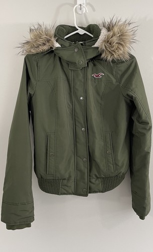 VTG y2k HOLLISTER ALL WEATHER Jacket womens sz small Fur Hooded Lined Parka Coat - Picture 6 of 13