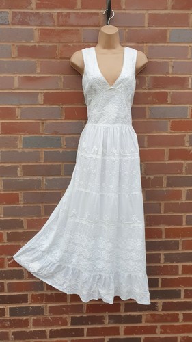 White Maxi Dress Summer Cotton Sequin 