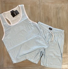 Mens Vest  Shorts Set Medium Blue White Boohoo Man Set RRP  35