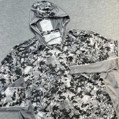 Huk Shirt Mens 3XL Icon X Tide Change Hoodie Gray Camo Performance Fishing UPF