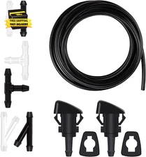 Windshield Washer Nozzles Hose Kit-4M Washer Fluid Hose,6 Pcs Hose Connectors,Wi