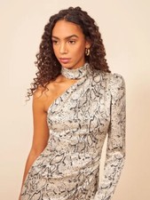 Reformation One Shoulder Snake Print Size 6 Dress