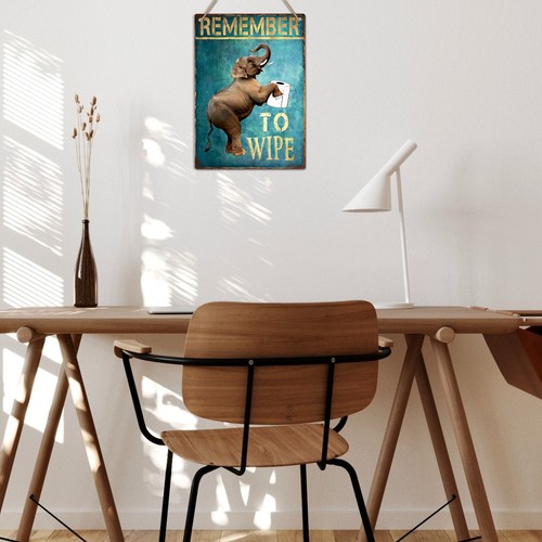 Remember To Wipe Elefant Badezimmer Metallschild lustig WC Wanddekor Plakette - Bild 10 von 18