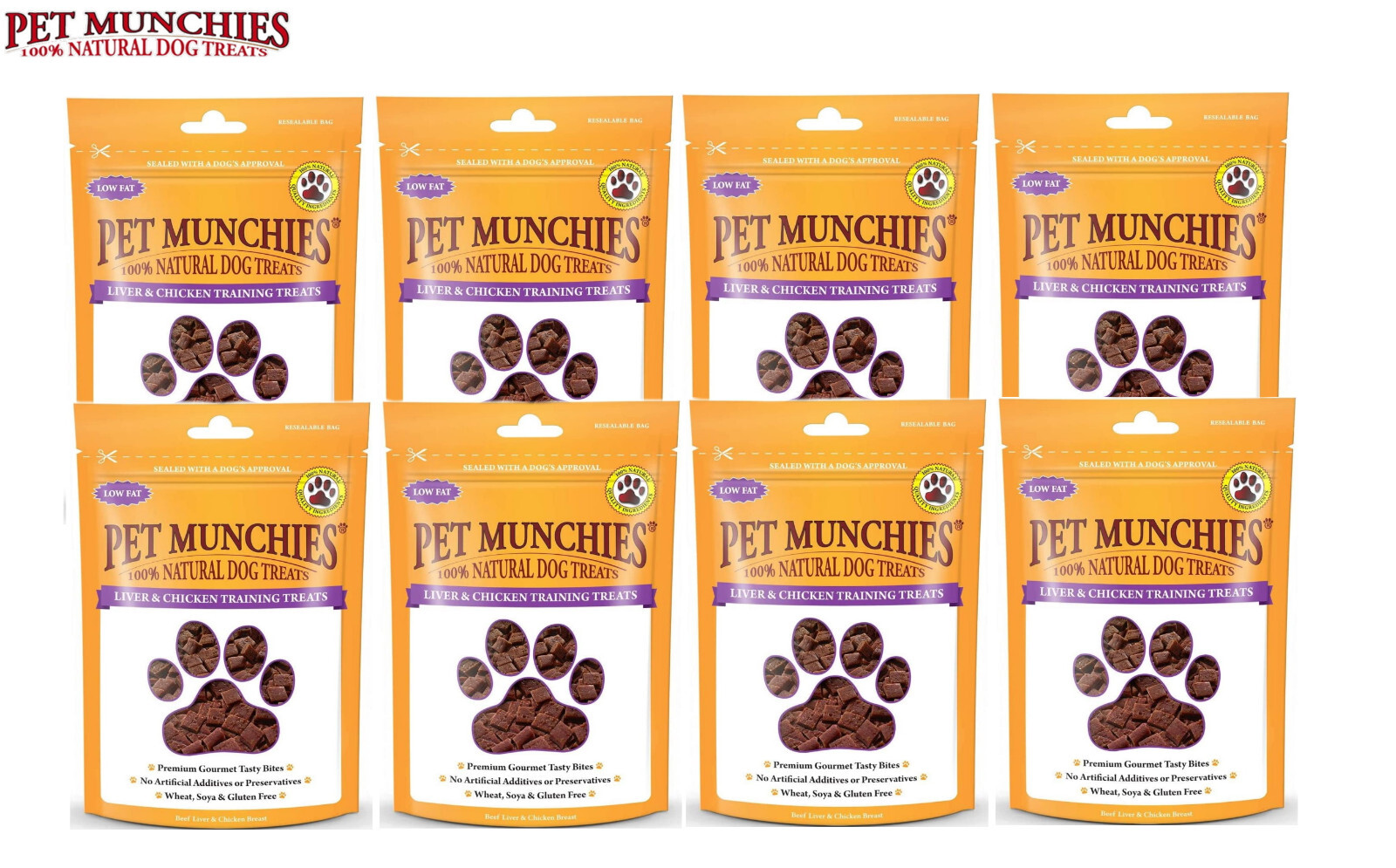 8X PET MUNCHIES LIVER CHICKEN DOG PUPPY TRAINING TREATS GRAIN FREE NATURAL 50G