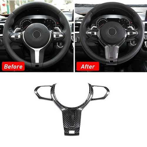 Carbon Fiber Steering Wheel Trim Panel Cover For BMW F10 F22 F30 F32 M Sport - Picture 2 of 10