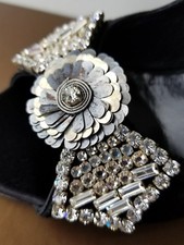 $950 GUCCI BLACK SATIN SWAROVSKI CRYSTALS PALETTES PUMPS 5 B I LOVE SHOES OMG