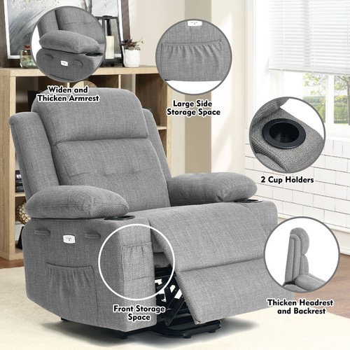 Power Lift Chair for Elderly ,Recliner Chair with Heating and Massage,USB Ports - Picture 6 of 44