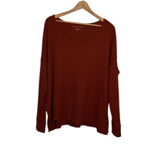 American Eagle Small S Rust Red Oversized Slouchy Thermal Waffle Knit Top Shirt