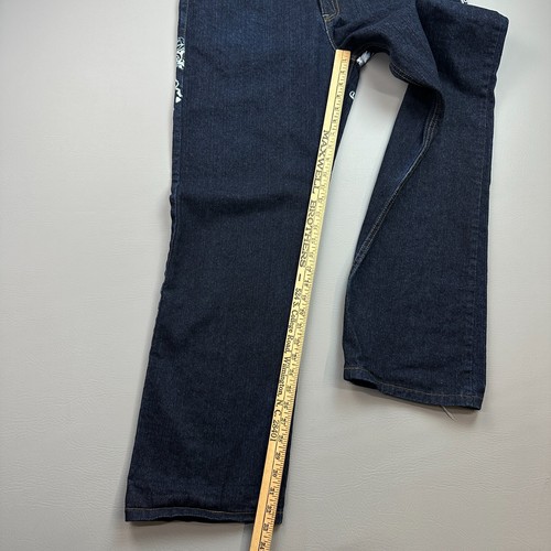 Vintage Brooklyn Xpress Jeans Mens 36x33 Dark Wash Baggy Graphic Print Hip Hop - Picture 10 of 18