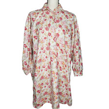 Victorias Secret Vintage Night Shirt Cream Floral Flannel P/S Sleep Gold Label