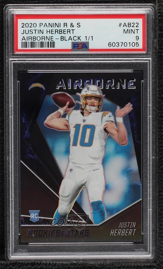 Justin Herbert Panini Rookies & Stars Airborne #AB22 Black 1/1