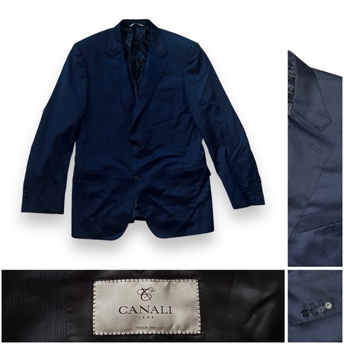 Canali Holt Renfrew Blazer Sport Mantel Jacke Herren 40 L blau Streifen Wolle 13280/31