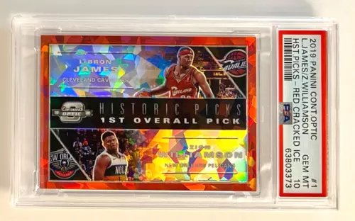 LEBRON JAMES ZION 2019-20 CONTENDERS OPTIC RED CRACKED ICE PSA 10 GEM MINT RC