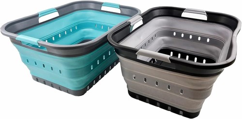 Set of 2 Collapsible Plastic Laundry Basket - Foldable Pop