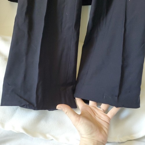 Vtg GUCCI Dark Blue Lana Vergine Fleece Wool Pantsuit Wm Sz 44 Tailored DAMAGED - Picture 19 of 24