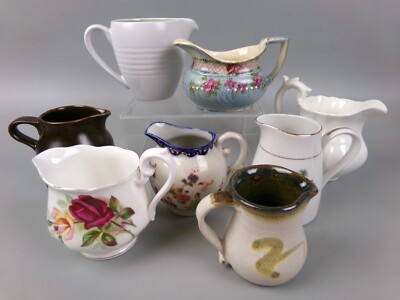 Vintage Milchkännchen Milchkännchen x 8. Gemischtes nicht passendes Cafe/Tränen Lot. Keramik.