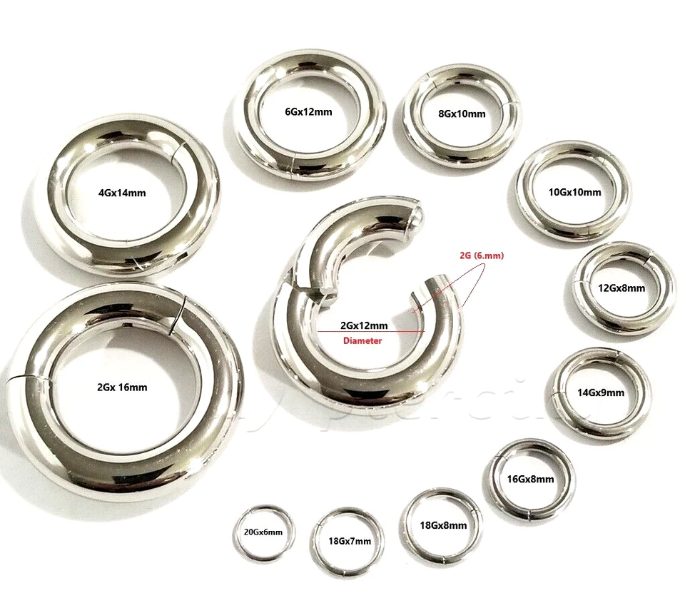 1 pieza. Anillo de segmento sin costuras con bisagras de acero quirúrgico anillo para nariz orejas y tabique 20G-8G Foto 3 de 4