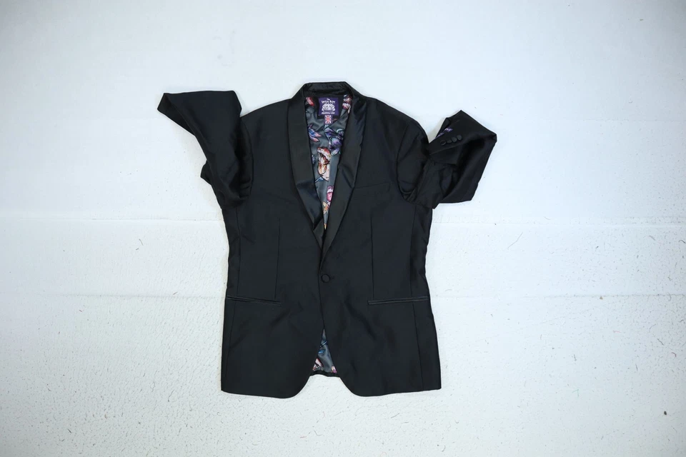 Chaqueta de Esmoquin The Savile Row Para Hombres Negra Chal Solapa Brit Delgada Botón Único 40R Foto 3 de 4