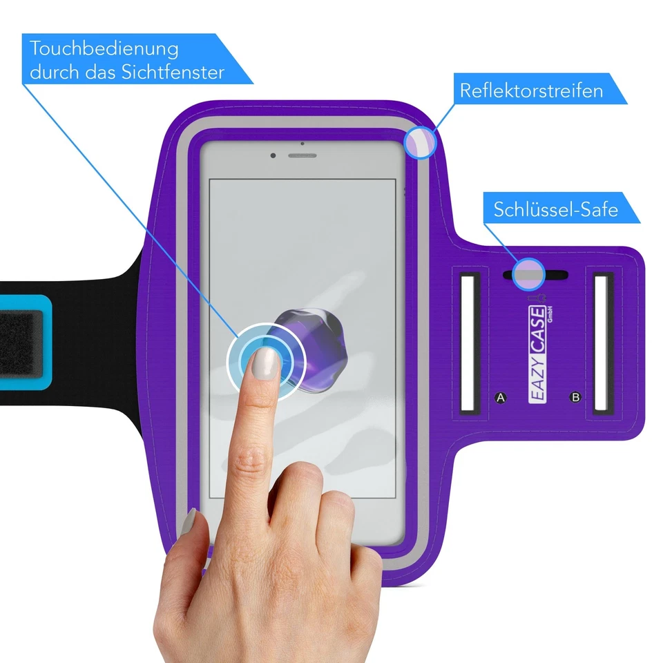 Universal Sport Armband Handy Armtasche Joggen Fitness Band Smartphone Lila - Bild 3 von 4