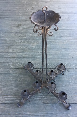 Handmade Iron 8 Candle Ceiling Or Table Top 30" Chandelier/ Candelabra/ Light - Picture 7 of 13