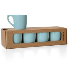 notNeutral LINO 10 oz Porcelain Coffee Cups | Set of 4 (Ozone Blue)