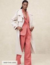 New NWT Banana Republic Lena Straight Leg Linen Pant Coral Size 12 882876