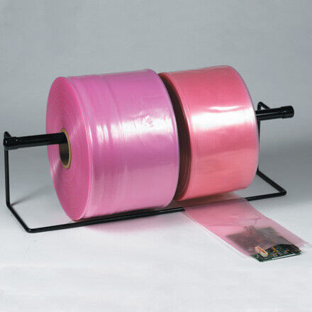 Rouleau de tubes en poly plastique antistatique rose 3" x 2150' 2 mil - 1 rouleau - Photo 1/1