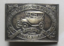 Vintage Solid Brass Henry Ford Detroit Belt Buckle Model T Record Year
