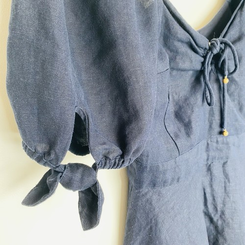 Tigerlily Dress Size AU 8 US 4 Kalama Indigo Blue Navy Linen Mix Mini - Picture 9 of 10