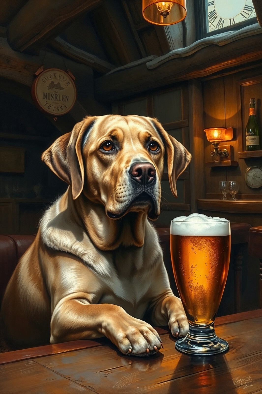 Dog Beer Pub Fantasy 4x6 Premium Photo Art Print  