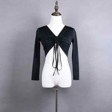 New Women Latin Dance Modern Ballroom Costume Drawstring Adjustable Crop Top