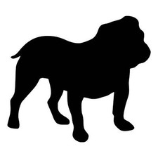 Bulldog Dog 2 Inch 3 pcs Black Fused Glass Decals