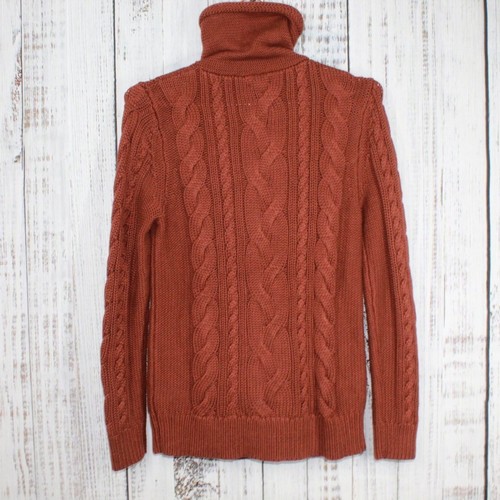LL Bean Women's Double L Mixed Cable Sweater Funnelneck Burnt Mahogany Small - Picture 4 of 10