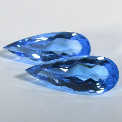 18.85Cts Elegants Natural Swiss Blue Topaz 22x8.8mm Pear Matching Pair