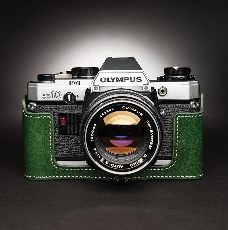 Genuine Leather Half Camera Case Cover For Olympus OM1 OM2n OM3